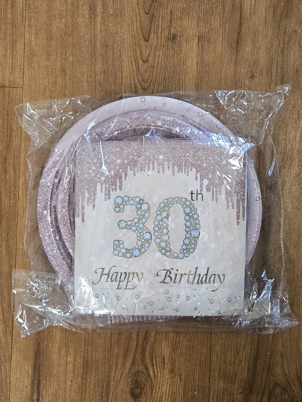 30th Birthday Rose Gold Party Plate and Napkin Set - Happy Birthday